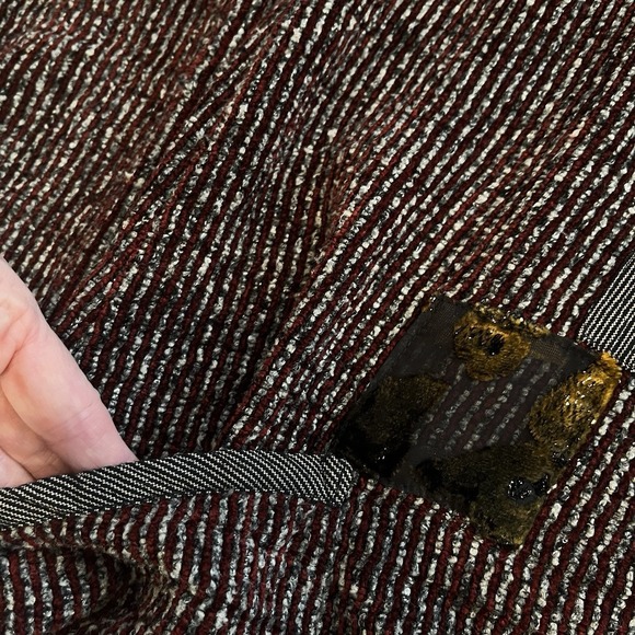 VTG Nino Wong California Cardigan L Funky Patchwork Velour Stripe Distressed USA - Picture 9 of 12